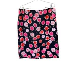 Talbots Pink and Black Floral Pencil Skirt